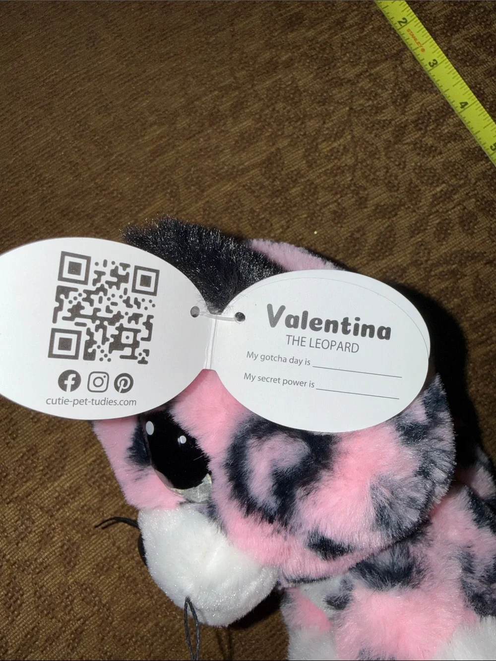 Pink and Black Leopard Plush Small Pet Toy - Soft Cuddly Companion